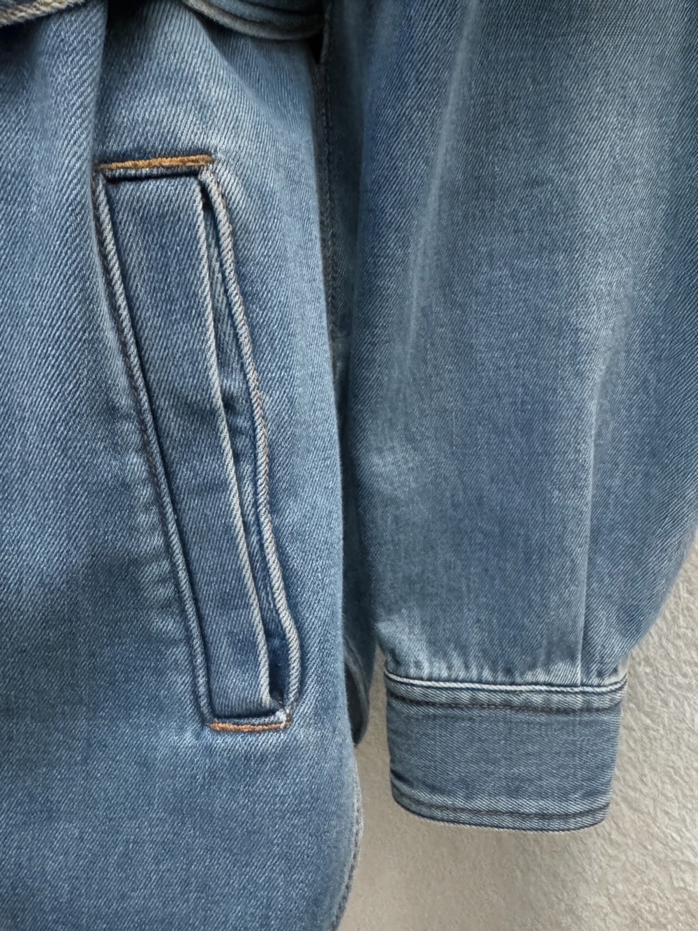 Veronica Beard Mikaela Denim Shacket Jacket Tie Pearl Snaps Size S Quiet Luxury - Picture 7 of 11